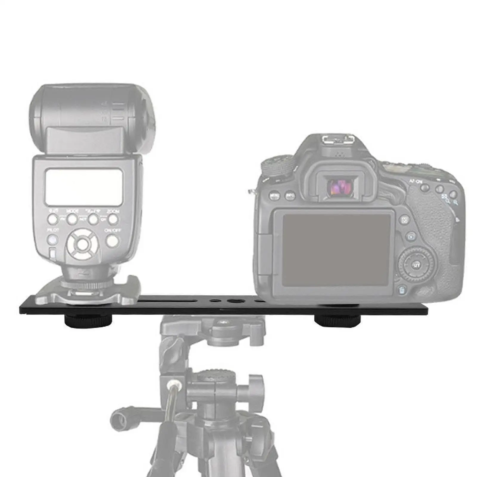 Flash Bracket,Compatible Double Head Sturdy Versatile Black Straight Metal 8"/20cm Camera Mount Flash Extension Bar