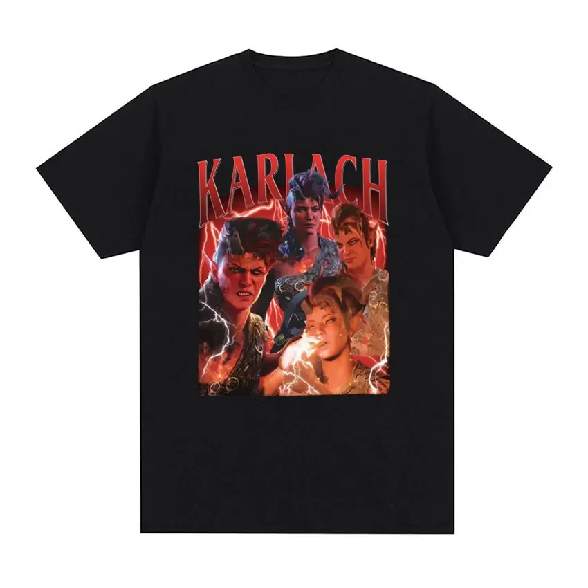 Retro 90s Graphic Style T Shirt Karlach Baldurs Gate 3 Girl Dinner T-Shirt Men Women Harajuku Cool Oversized T Shirts Streetwear