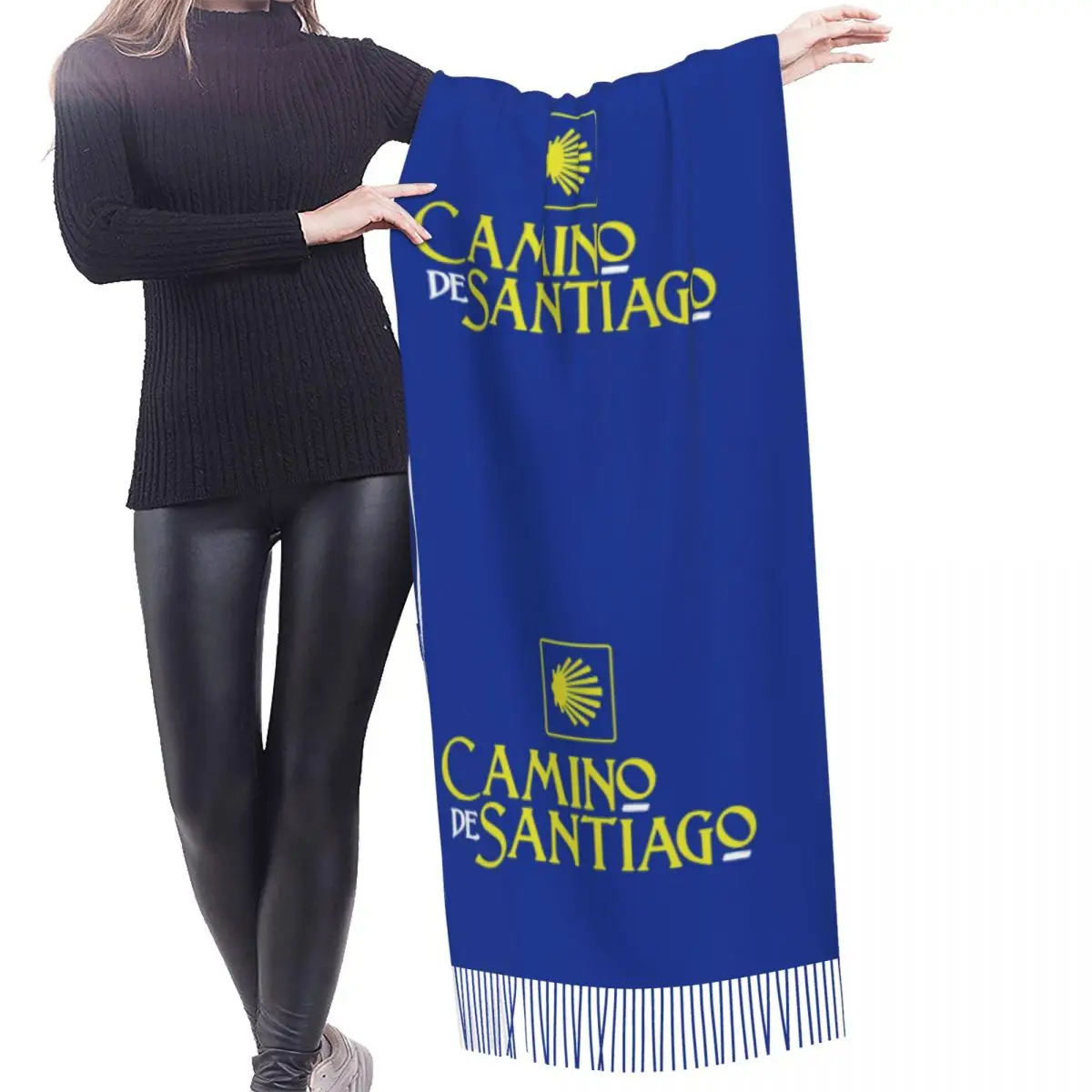 Custom Fashion San Diego Signal Road Tassel Scarf Women Winter Warm Shawl Wrap Ladies Scarves