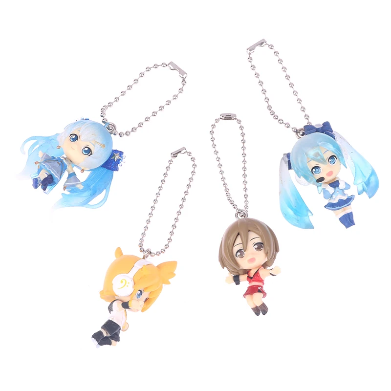 1Pcs 4cm Kawaii Hatsune Miku Keychain Keyring PVC Anime Figure Super Cute Kids Key Chains For Backpacks