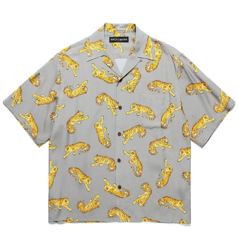 WACKO MARIA High Street Men's Women's Summer 25SS New Full Print Tiger Casual High Quality Hawaii Short Sleeve Shirt