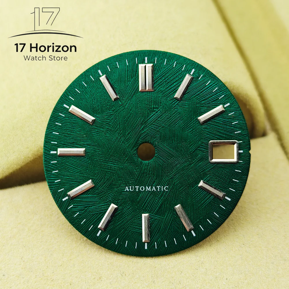 NH35 Wine Red Watch Dial 28.5MM White Birch Tree Pattern Automatic Dial NH35 Face Silver Scale Multi-Color Dial NH35 Watch Mod