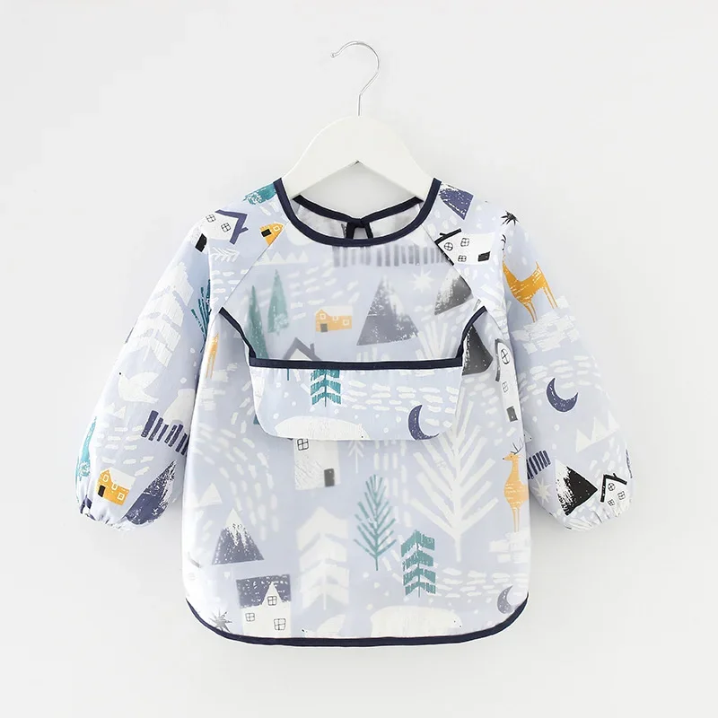 Newborn Baby Bibs Blouse Waterproof Long-sleeved Reverse Dressing Infant Eating Clothes Apron Bib Protective Clothing 0-2Years