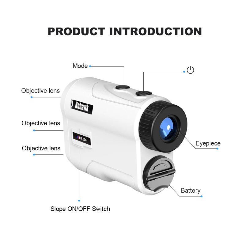 600M NOHAWK 2024 Design Slope Switch Function OEM Golf Hunting Rangefinder Scopes Range Finder with Case