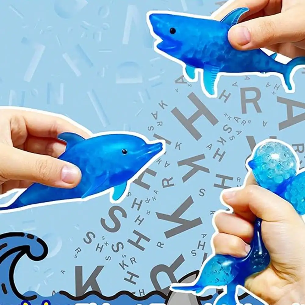 Dolphin Shark Bead Filled Squeeze Toy Set Sea Animal Stress Relief Squishy Fidget Toy Desktop Decompression Gift