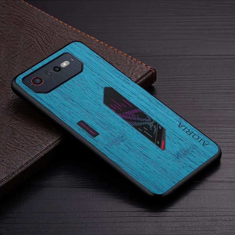 Case for Asus ROG Phone 6 funda bamboo wood pattern Leather phone cover Luxury coque for Asus ROG Phone 6 case