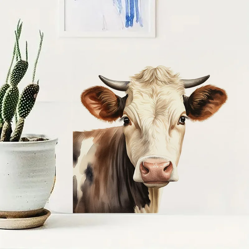 C1139# Cow Self-Adhesive Toilet Stickers,Wall Decal Removable, Reusable Vinyl Car Sticker for Bathroom Decor