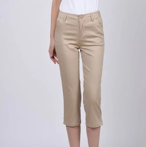 

Korean Style Office Ladies Calf Length Pencil Pants Women Plus Size Summer 3/4 Trouser Lycra Straight Leg Pants 4XL 5XL 6XL