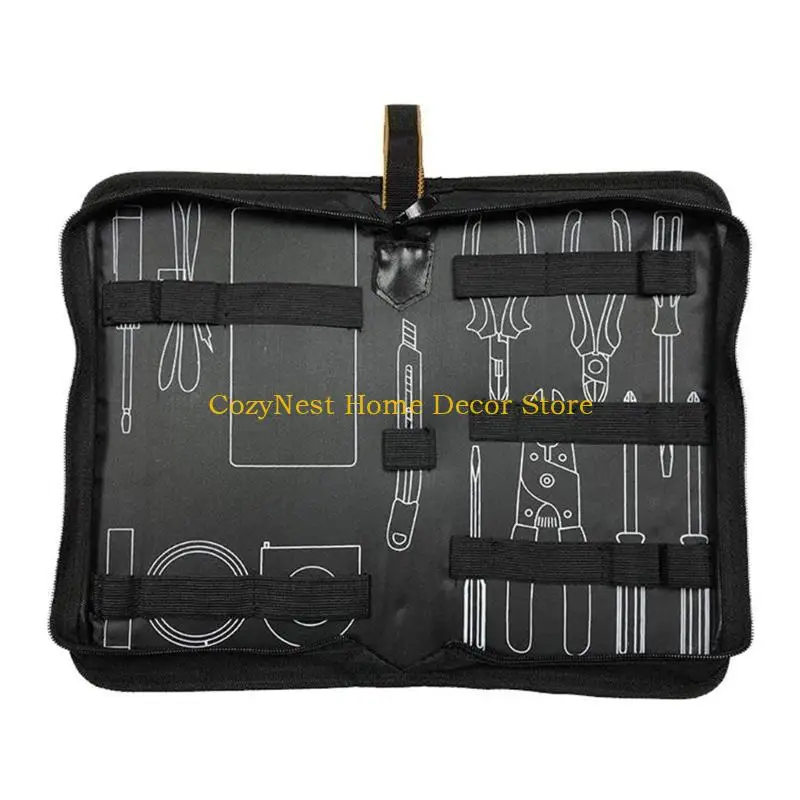 92MF Professional Electricians Tool Pouch with Pocket Small Foldable Bag Storage Organizer for HAVC Electrician Maintenance