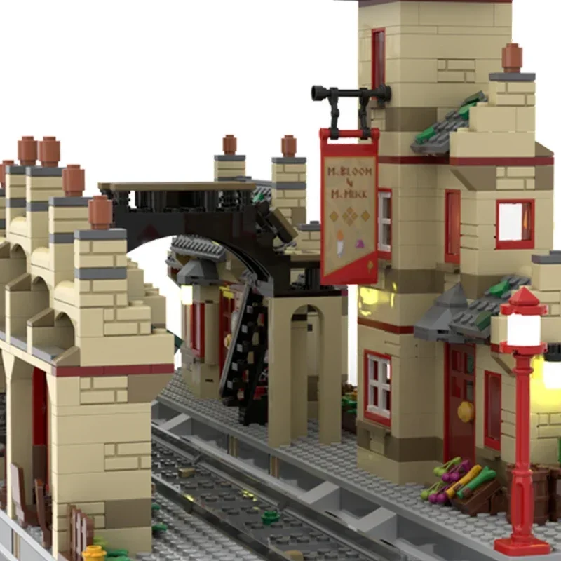 Filmmodel Moc Bouwstenen Hogsmeader Station Uitbreidingstechnologie Modulaire Blokken Geschenken Kerstspeelgoed Diy Sets Assemblage