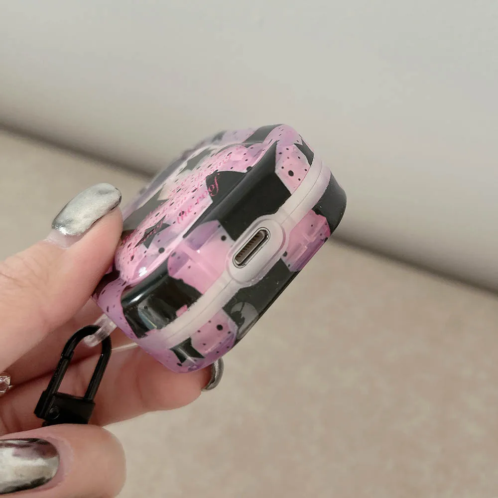Чехол для наушников Sweet Cool Stars с подвеской в виде черной звезды, брелок для Apple AirPods 3, коробка с цветущими чернилами для Air Pods Pro 1, 2, чехлы