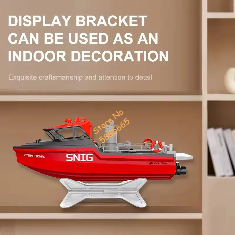Borstelloze Sterke Macht Redding Afstandsbediening Boot Schip 2.4G 1/32 Volledige Bereik Rijden Hoge Snelheid Waterdichte Politie Jet RC boot Speelgoed