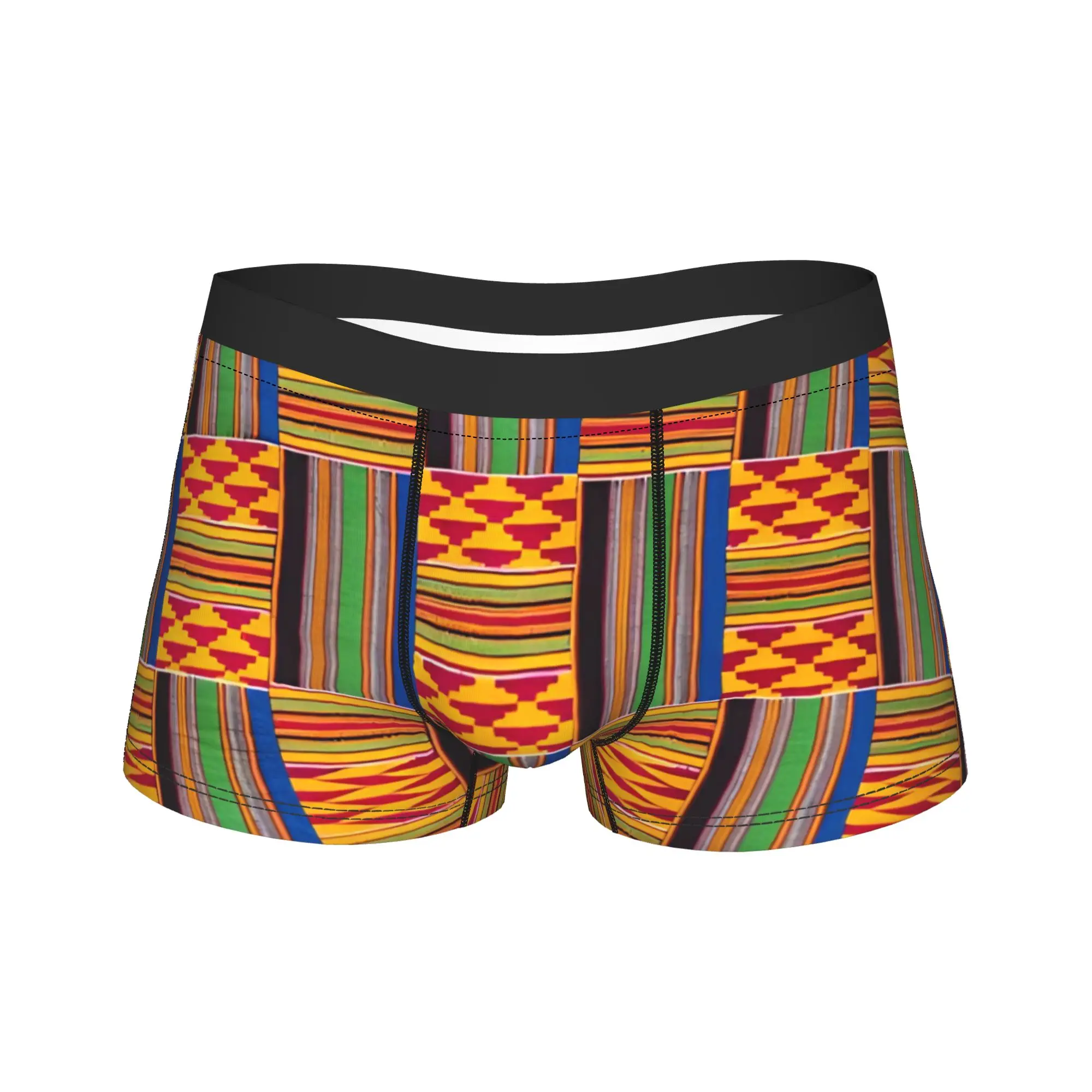 African Pattern Authentic Kente Cloth Underwear  Male Boxer Brief Breathable Trunk High Quality Design Large Size Panties
