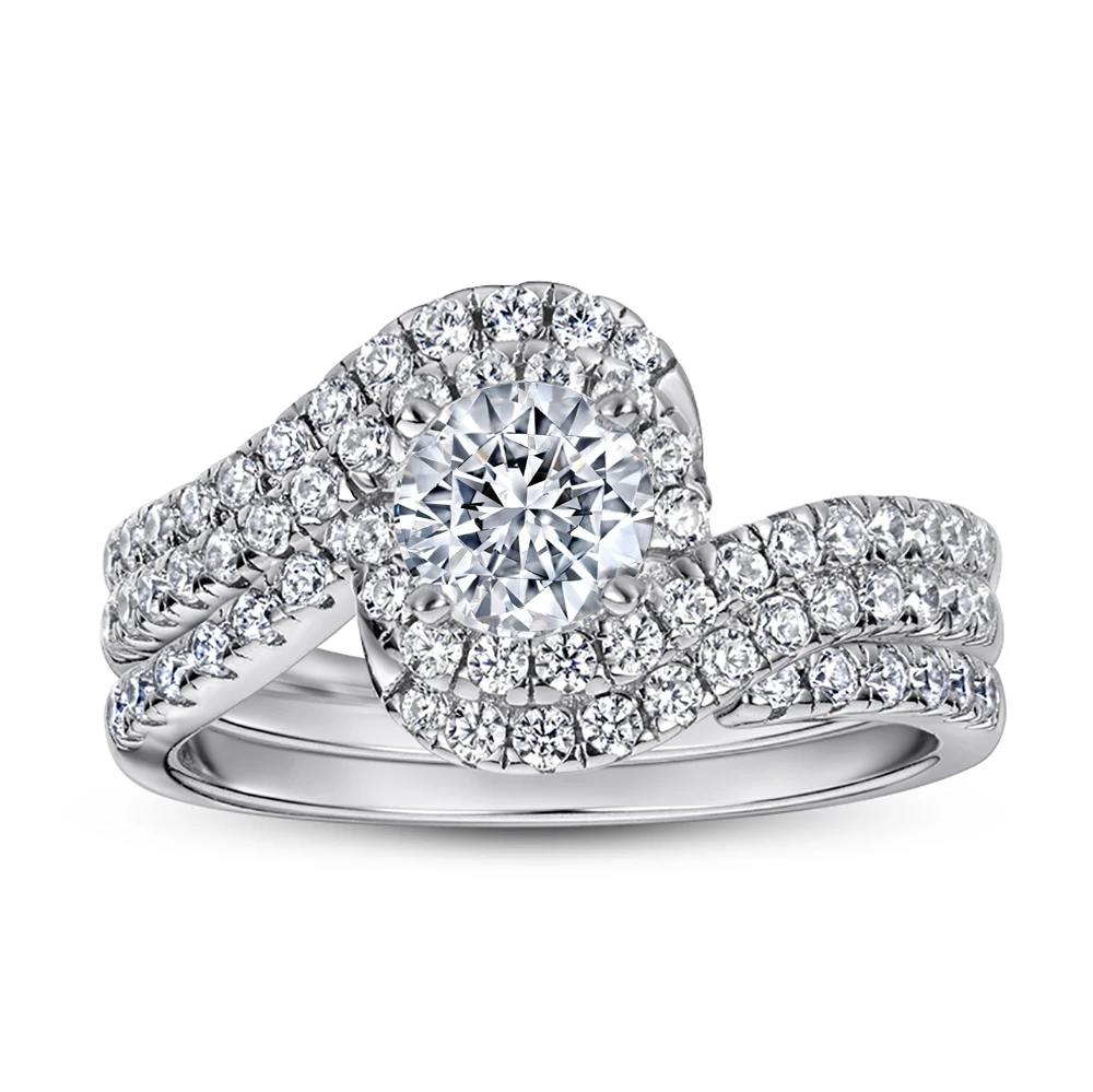 

18K White Gold Austrian Crystal Diamond Engagement Infinity Ring Plated Cut Diamond Sterling Silver Rings Women