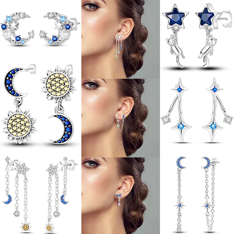 

NEW Shining Women Earring 925 Sterling Silver Gold Woman Hoop Sparkling Original Earrings Jewelry Lover Anniversary Gift Wedding