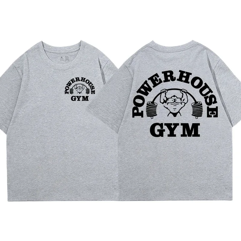 Powerhouse Fitness graphic T-shirt for women and men, an interesting oversized short-sleeved T-shirt, Harajuku Geek Fitness retr