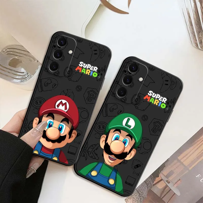 

Luxury Supers M-Marios Cartoon For Samsung Galaxy S25 S24 S23 S22 S21 S20 S10 S9 Ultra Plus FE 5G Black Soft Cover Phone Case