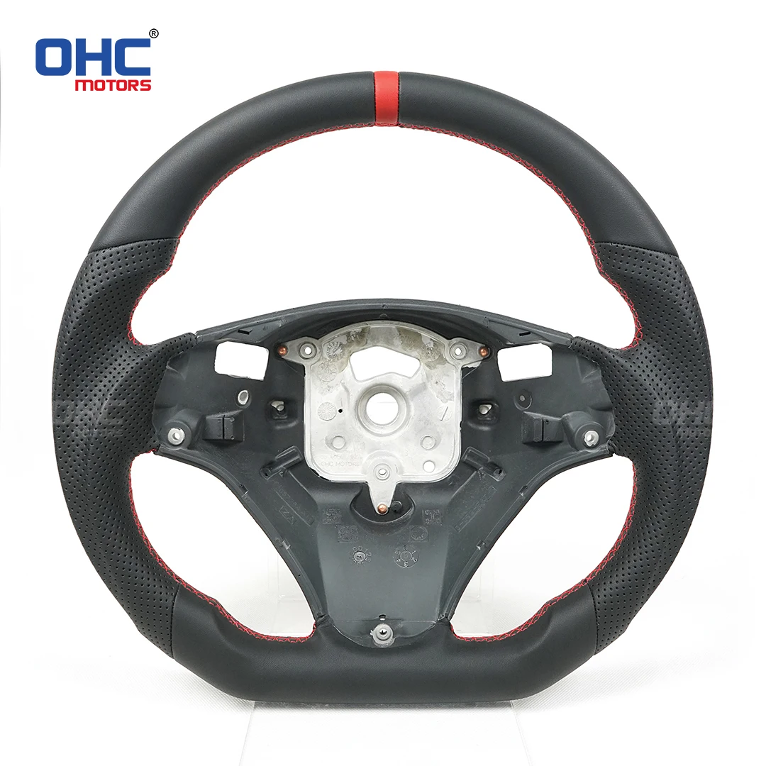 

Steering Wheel Flat Bottom Red Stripe For BMW E90 E92 E93 M3 328i 335i 135i E60 Leather Steering Wheel Car Accessories 2005-2012