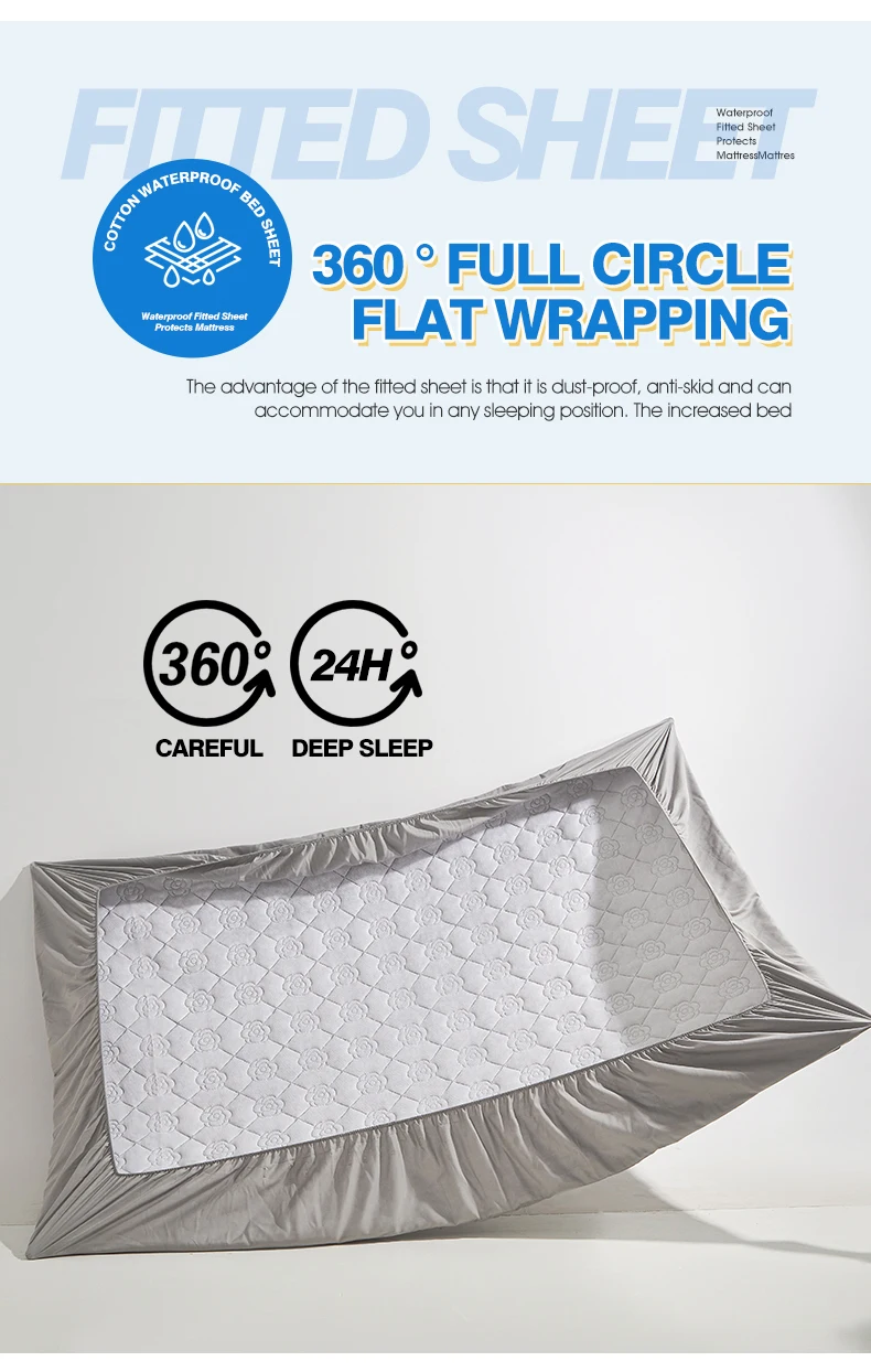 Wasserdichtes Atmungsaktives Gestepptes Spannbettlaken Tiefe Taschen Matratzenschoner Weiche Mikrofaser Elastisch Rutschfest Einzel Doppel Queen King Bett – Detail 12