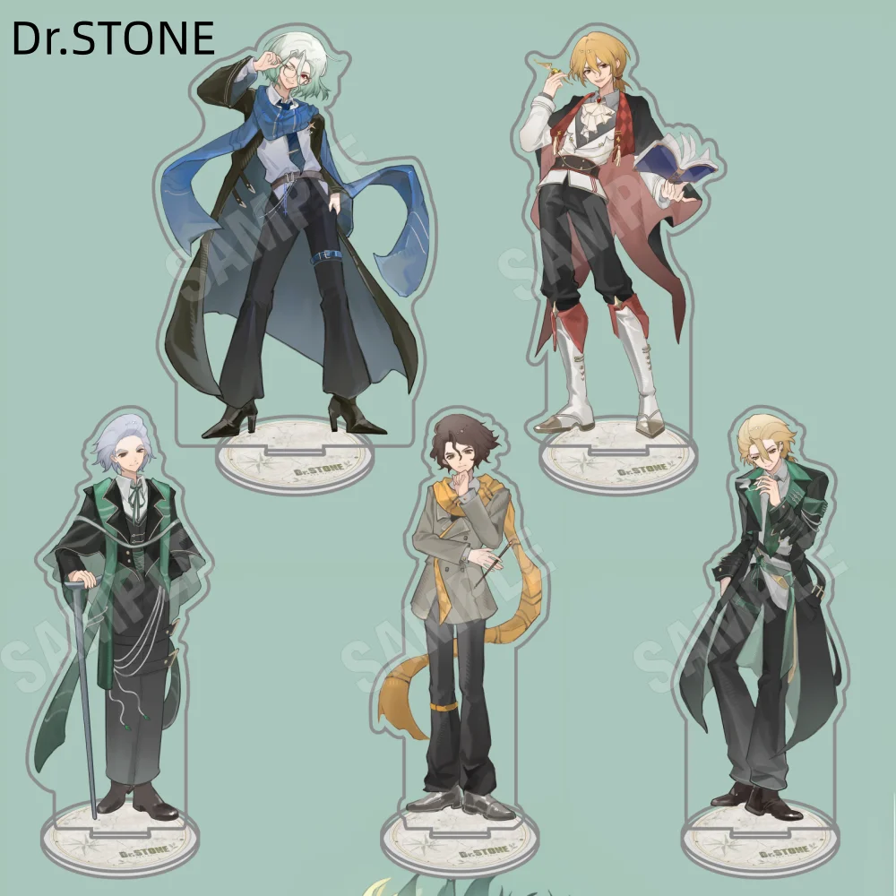 Anime Dr.STONE 15CM Acrylic Stand Keychain Senku Gen Ryusui Chrome Formal Suit Style Desktop Decor Collectible Gift for Fans