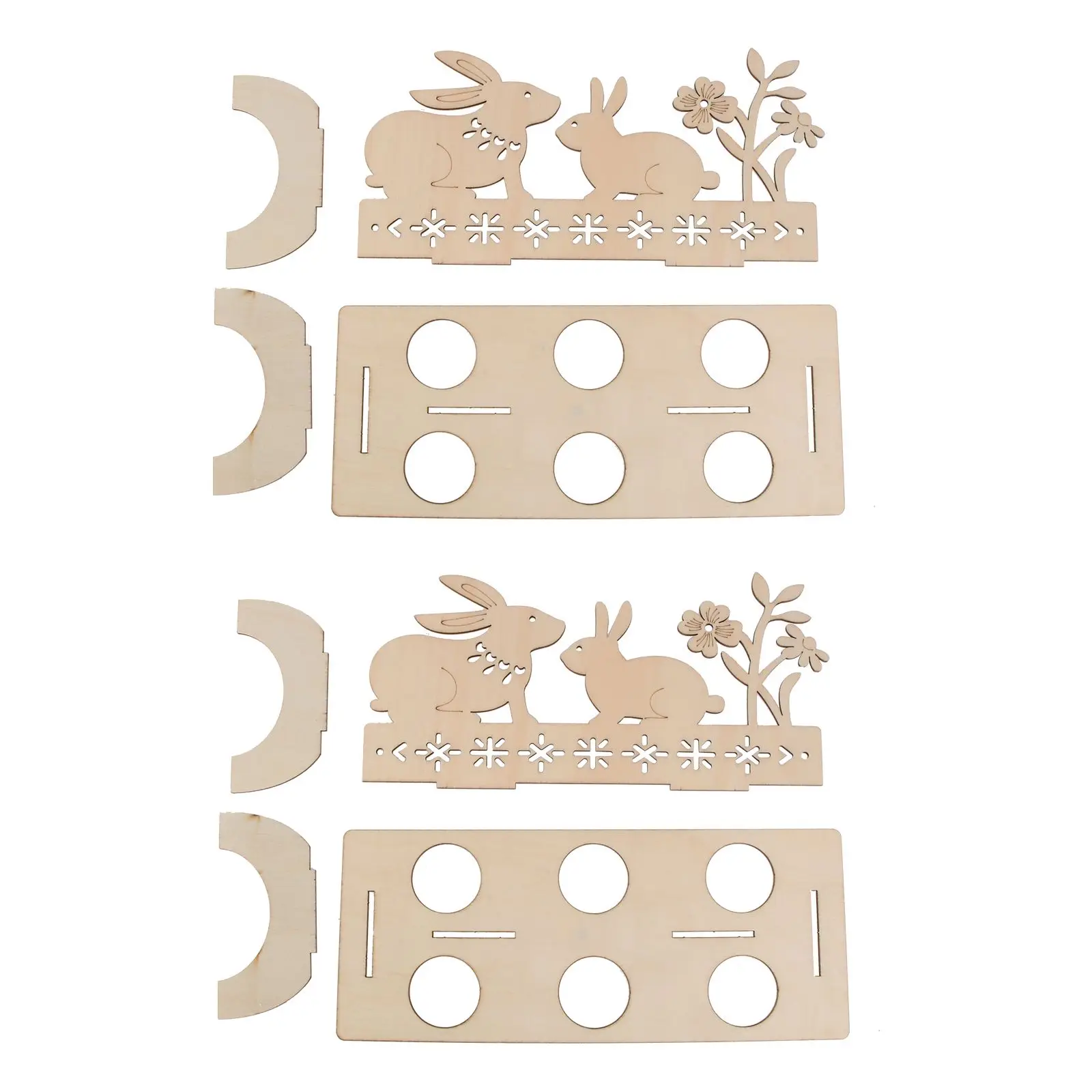 

2Pcs Wood Easter Egg Holder Natural Color High Intensity Rabbit Style Shelf nament Easter Craft Display