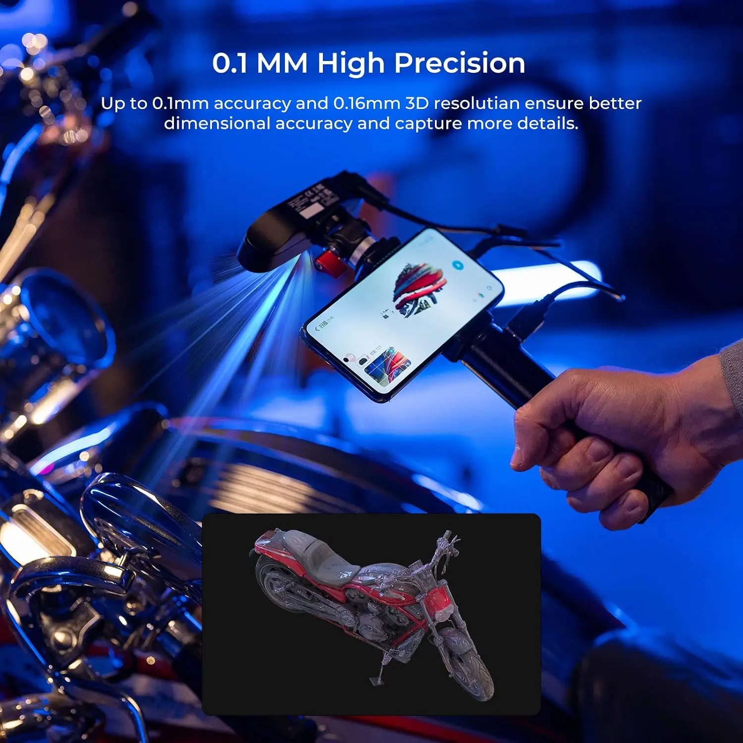 Creality CR-Scan Ferret Handheld 3D Scanner Dual Mode 30FPS 0.1mm Precision Full Color for Andriod Phone PC Win10/11 3D Printing