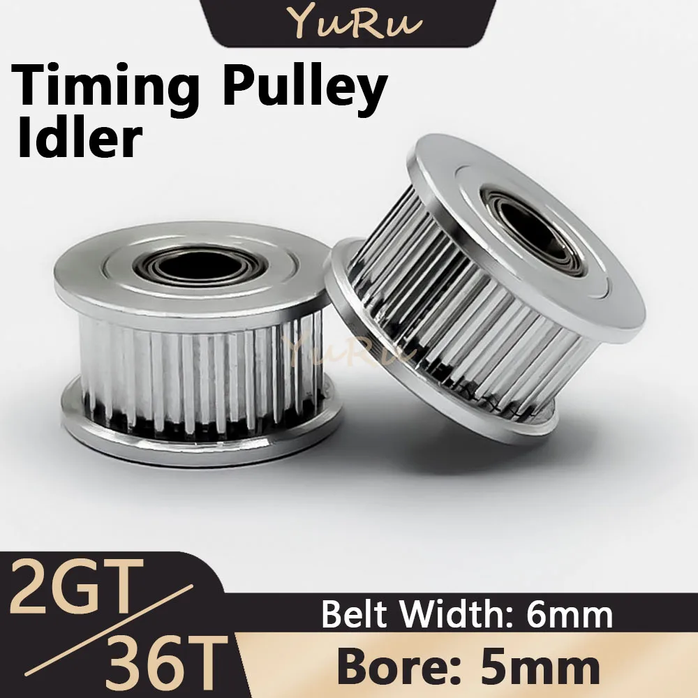 GT2 2M 36Teeth 2GT 36T Timing Pulley Bore 5mm Belt Width 6mm Tensioning Wheel H Type Idler Synchronous 3D Printer Parts