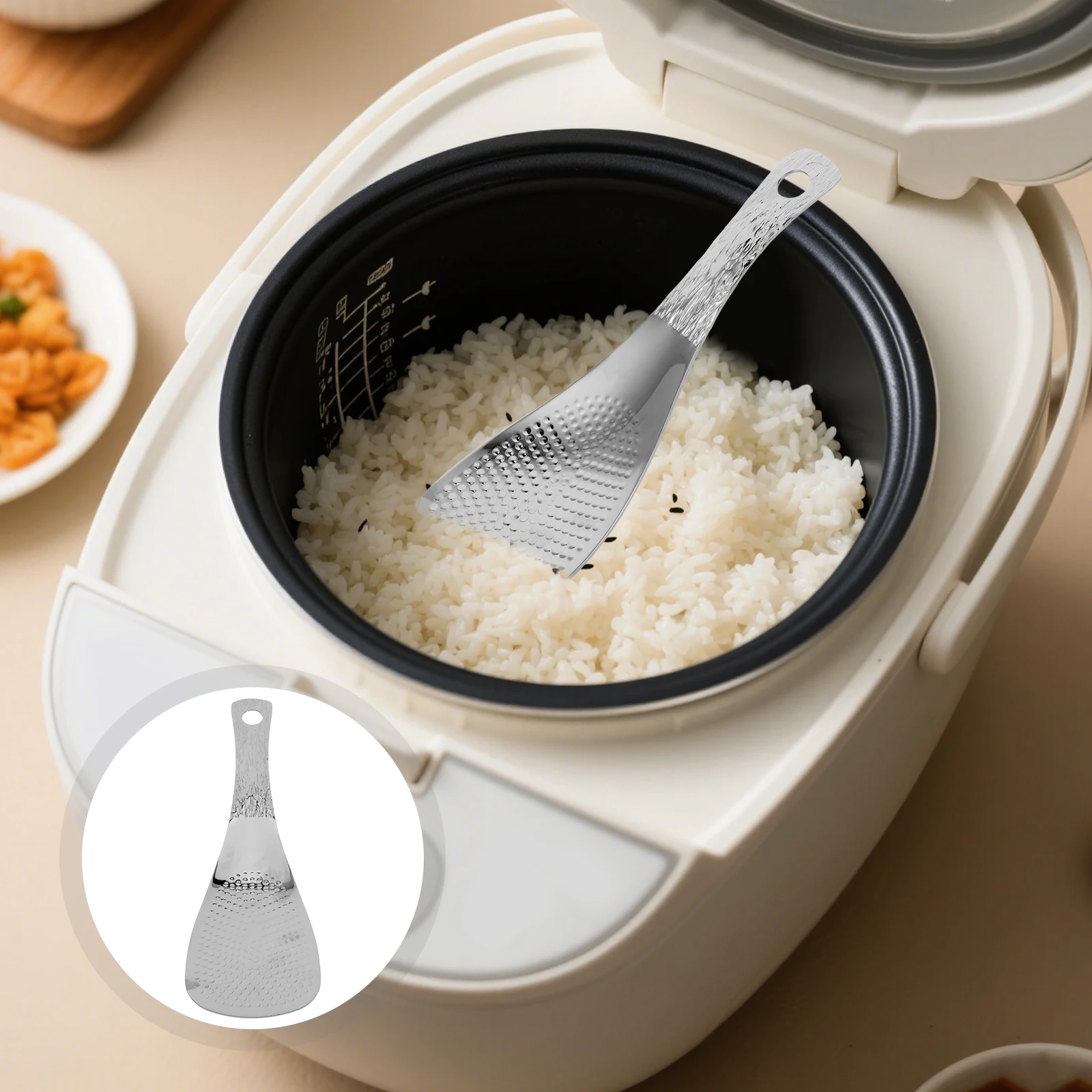 

Stainless Steel Nonstick Hammered Large Capacity Ladle Home Use Golden Metal Household Grain Scoop Thickened Noodle