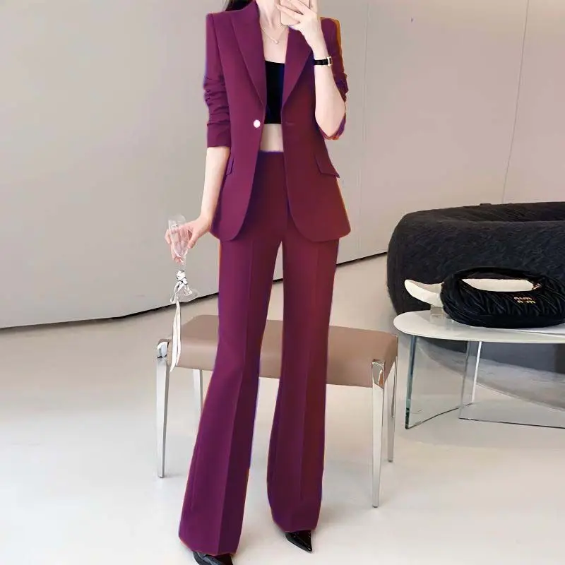 Jaqueta e calça profissional feminina, conjunto de duas peças, blazer casual elegante, casaco, calça, conjunto de combinação, moda coreana, outono, novo, 2024