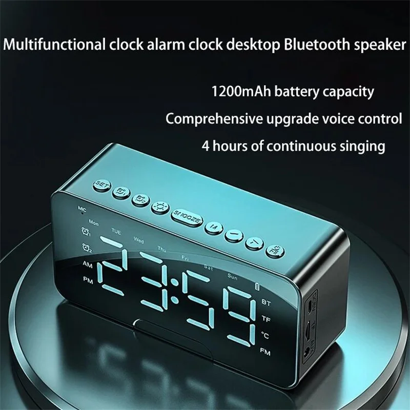 Mirror Clock Alarm Clock P3 Desktop Phone Holder Home HiFi Outdoor Party Active Wireless Mini Car Portable Smart BT Speakers