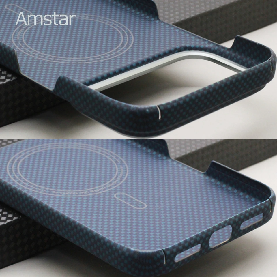 Blue Woven Pattern Carbon Fiber Magnetic Case for iPhone 17 Pro Max / 17 Pro / 17 Air / 17 Kevlar Ar