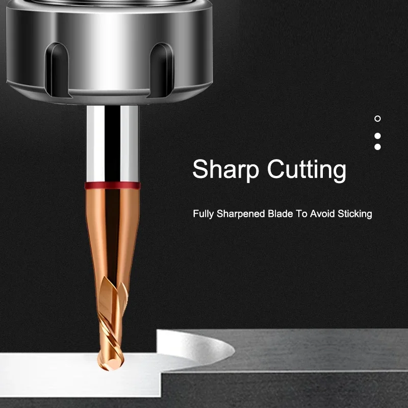 WOY Colorful Ring HRC55 2-Flute Decimal Point Ball Nose Milling Cutter Tungsten Steel Carbide CNC Machining Endmills Tools