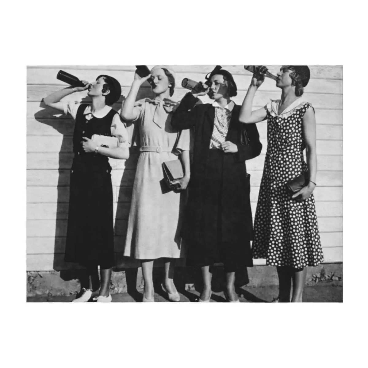 

Woman Drinking Beer, Vintage Black and White Old Photo Throw Blanket Plaid on the sofa Baby Cute Blankets