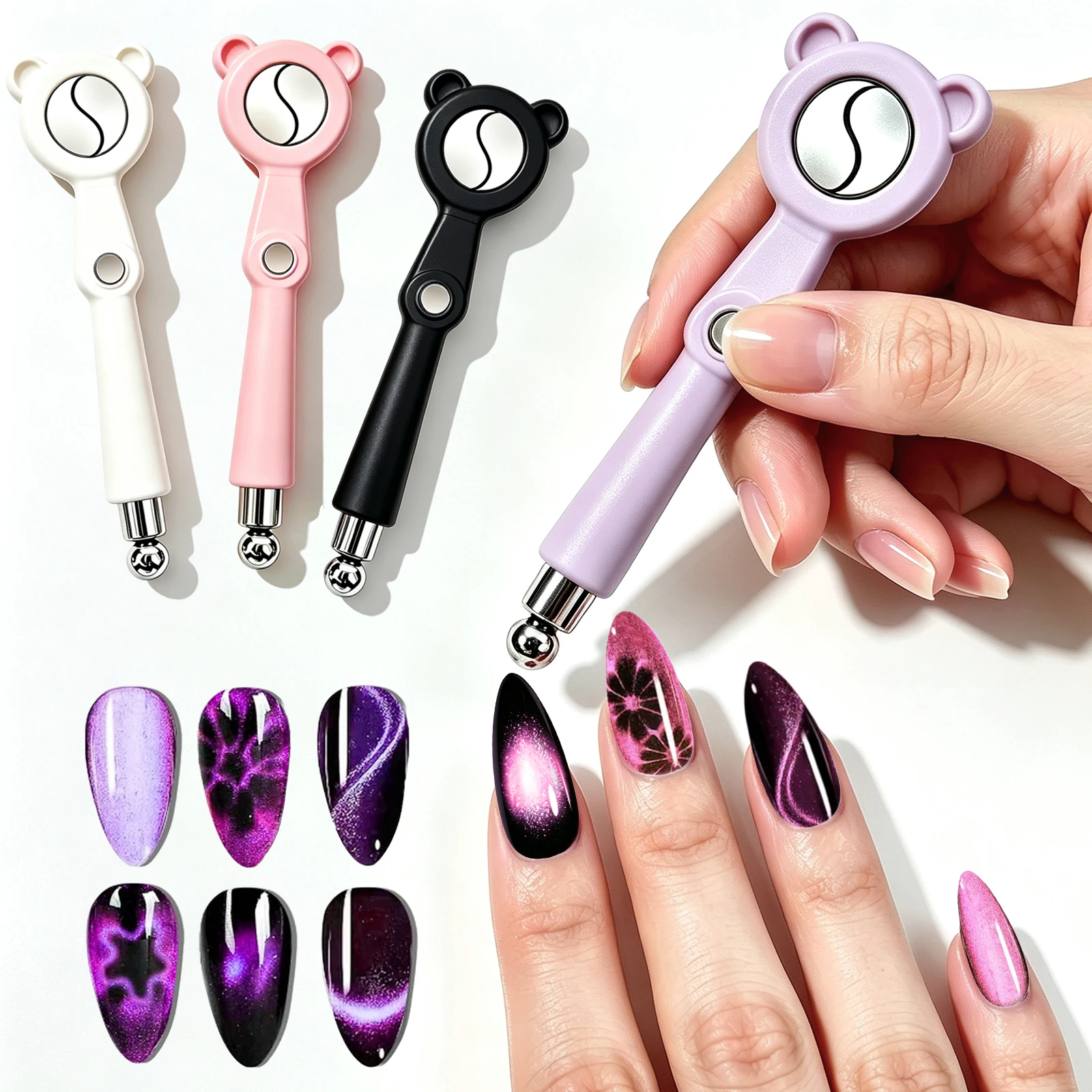 6-in-1 Katzenaugen-Magnetwerkzeug S-Band Stern Blume Seitenlicht Glasperlen Nagelkunst-Werkzeug für Katzenaugen-Gel-Nagellack Maniküre DIY Salon – Detail 2