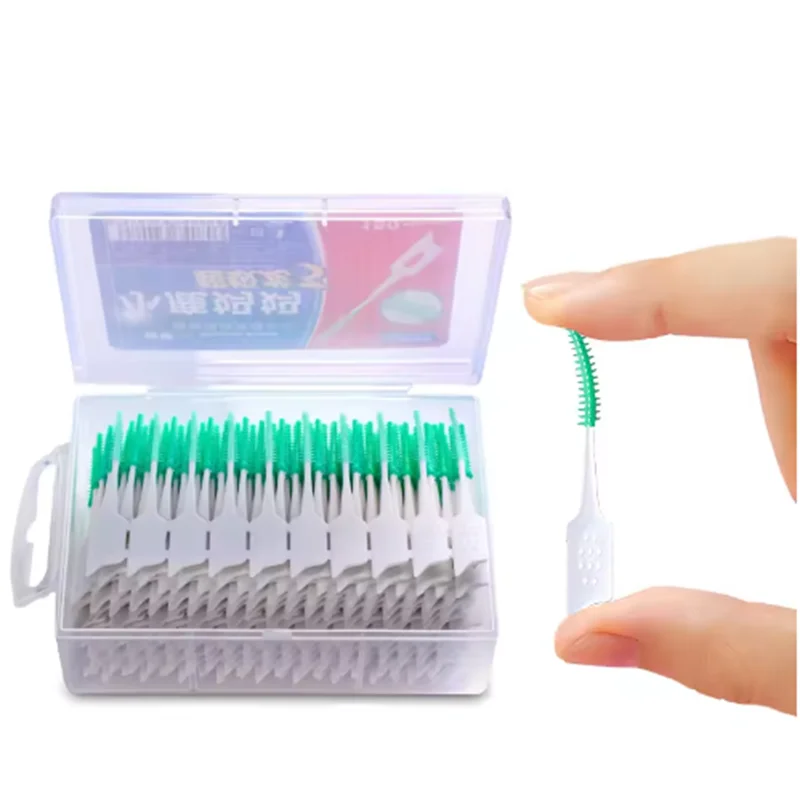 100/200pcs Interdental Silicone Brushes Dental Toothpicks Brush Between Teeth Silicone Toothpicks With Thread Oral Cleaning Tool