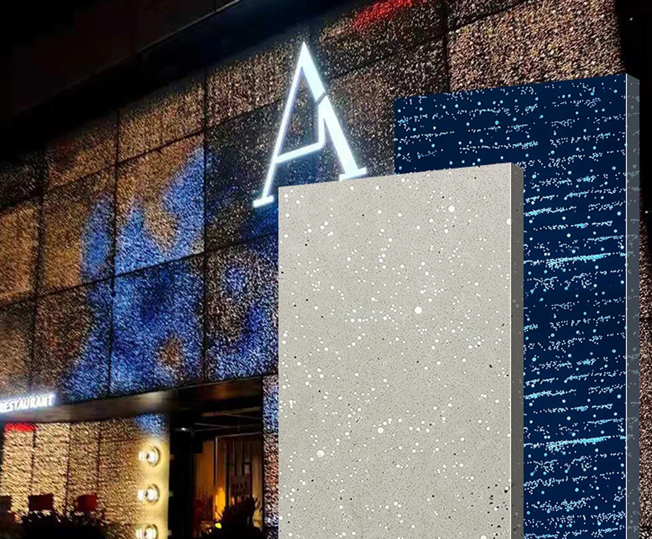 Customized Translucent Concrete Wall Panels Decorative Fibre Cement Board For Festival Carnival Stage Wall Background