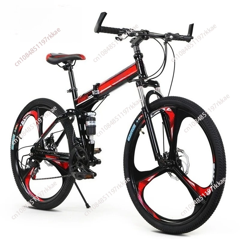 Folding bicycle 26 inch all-in-one wheel adult double shock absorption variable speed disc brake off-road racing