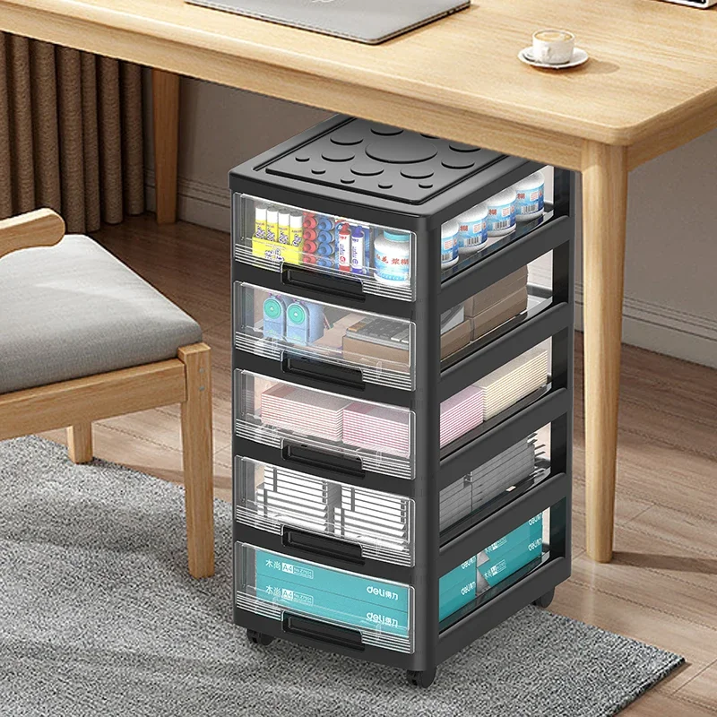 Drawer type document organizer, office tabletop, multi-level A4 storage box, student table bottom, with cracked shelves