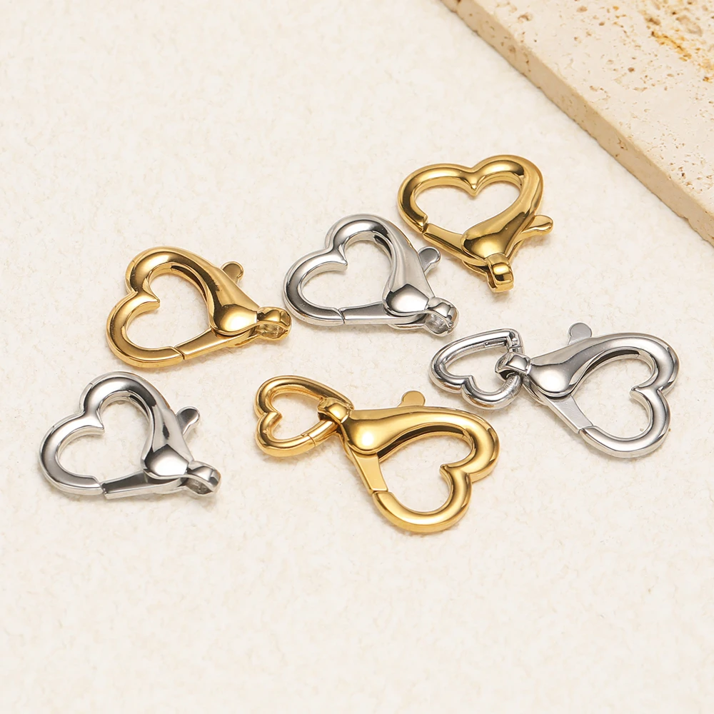 2 Stück Edelstahl-Herz-Karabinerhaken für DIY-Schmuckherstellung, Halsketten, Kettenverbinder, Zubehör für Armbänder – Detail 4