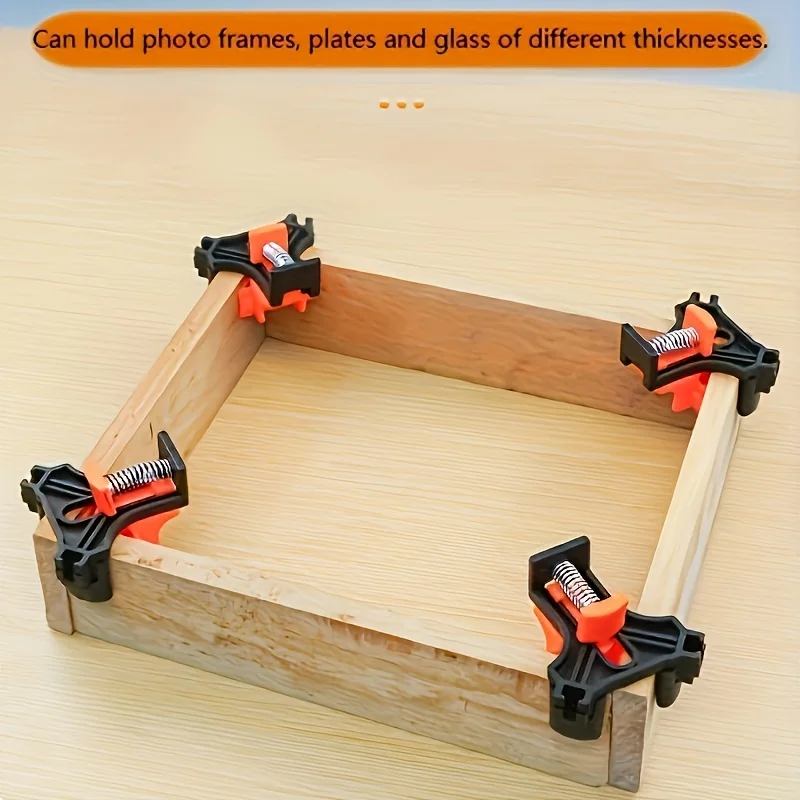 Set of 4 Airaj Corner Clamps | 90-Degree Right Angle, Adjustable Spring-Loaded Wood Clamps, Suitable for Woodworking,