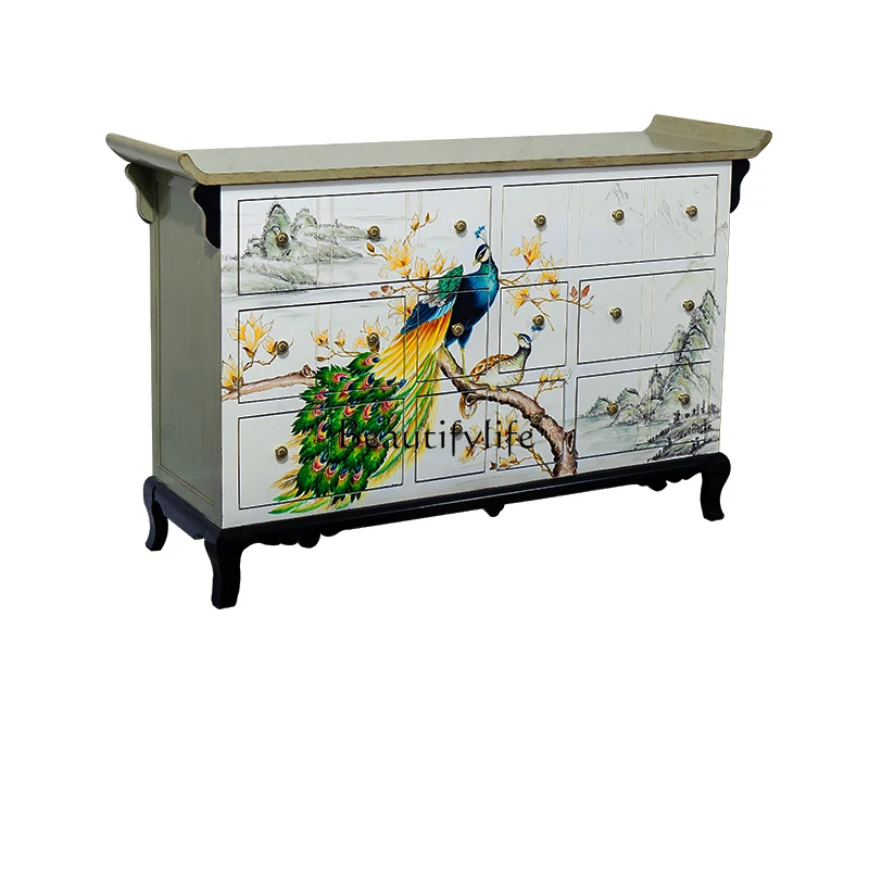 

American country living room entry entrance entrance cabinet hand-painted neoclassical villa decoration cabinet