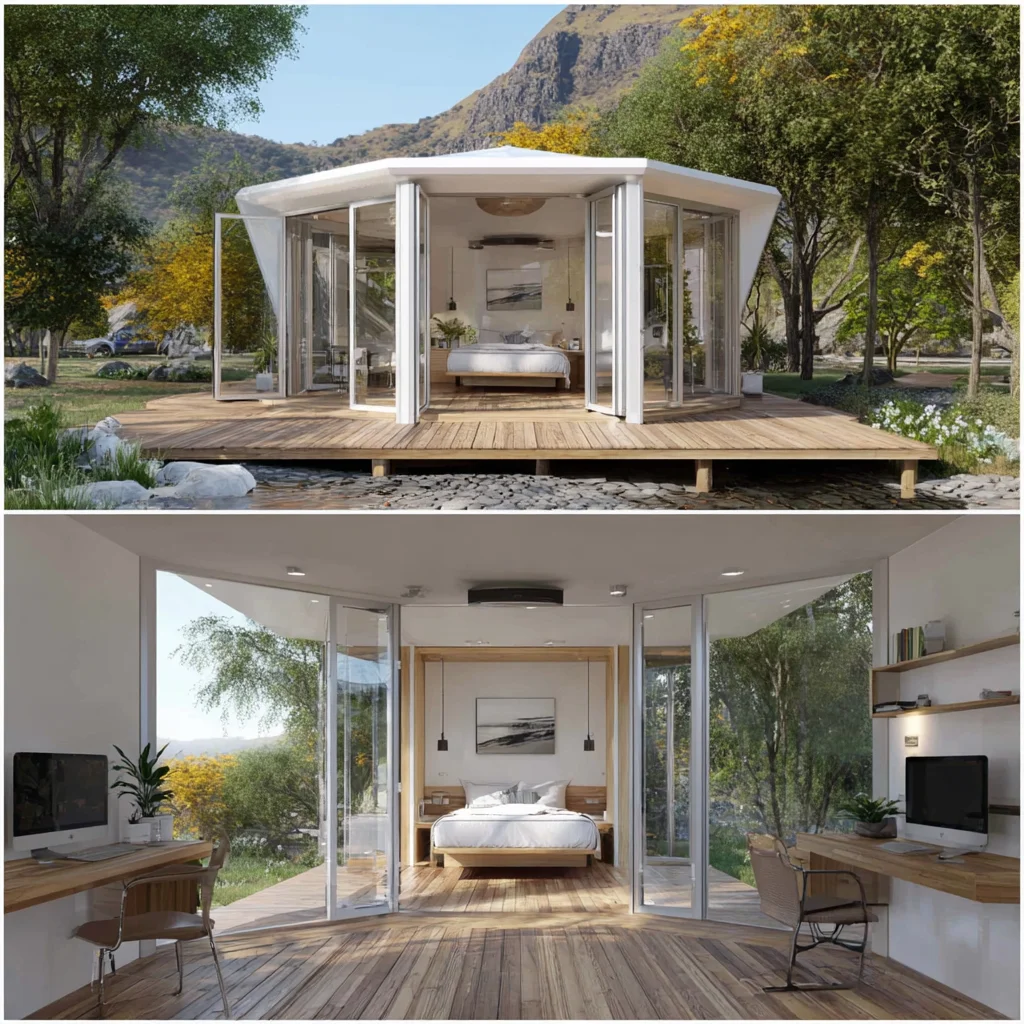 ti-Dream Home Luxury Modern Prefabricated Villa 1 Bed 1 Bath Customized Light Steel Container Houses Waterproof Supermarket%