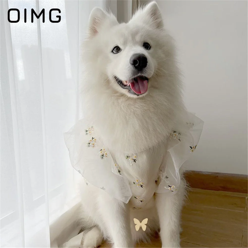 OIMG Pet Dog Wedding Dress Spring Summer Medium to Large Dogs Clothing Thin Wedding Dress Suit Samoyed Golden Retriever Labrador