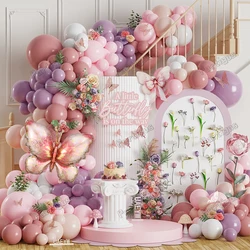 Flower Fairy Butterfly Balloon Garland Arch Kit Pastel Pink Gold Butterfly Foil Balloon Wedding Baby Shower Birthday Party Decor