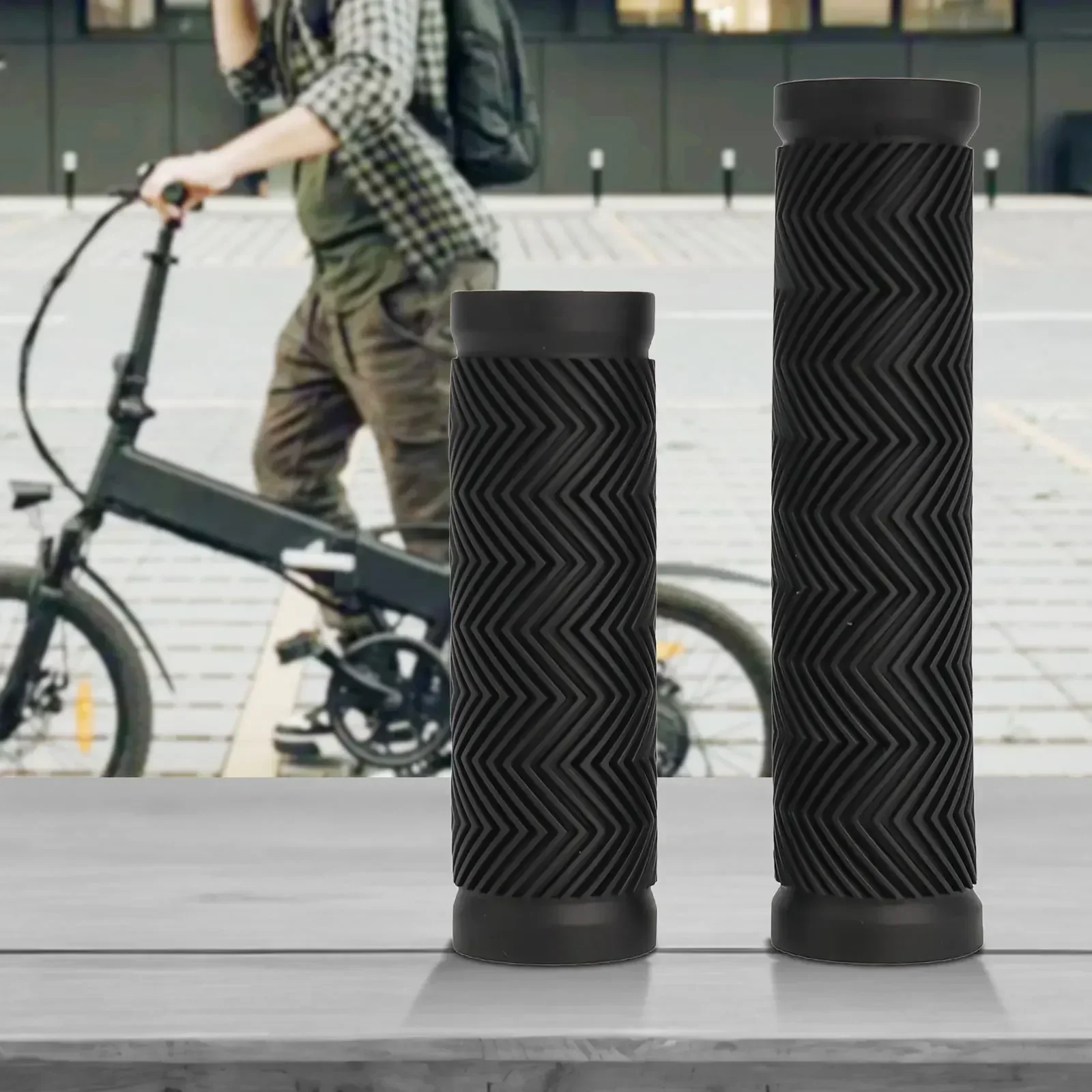 100mm 130mm Rubber Grips Bicycle Grip Bike Handlebar Grips MTB Mountain Bicycle Scooter Black Grip Suitable Diameter 22.2-25.4mm