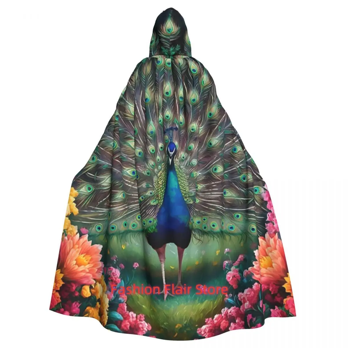 

Царственный павлин в цветочном брызгах, лучший искусство природы, длинный плащ с капюшоном, костюм ведьмы, накидка для косплея, Хэллоуин, вечеринка для взрослых, унисекс