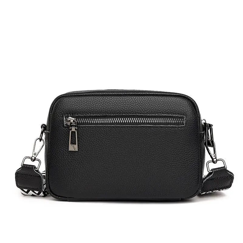 Imagem -03 - Bolsa Crossbody de Couro Genuíno para Mulheres Sólido Câmera Messenger Bolsa 100