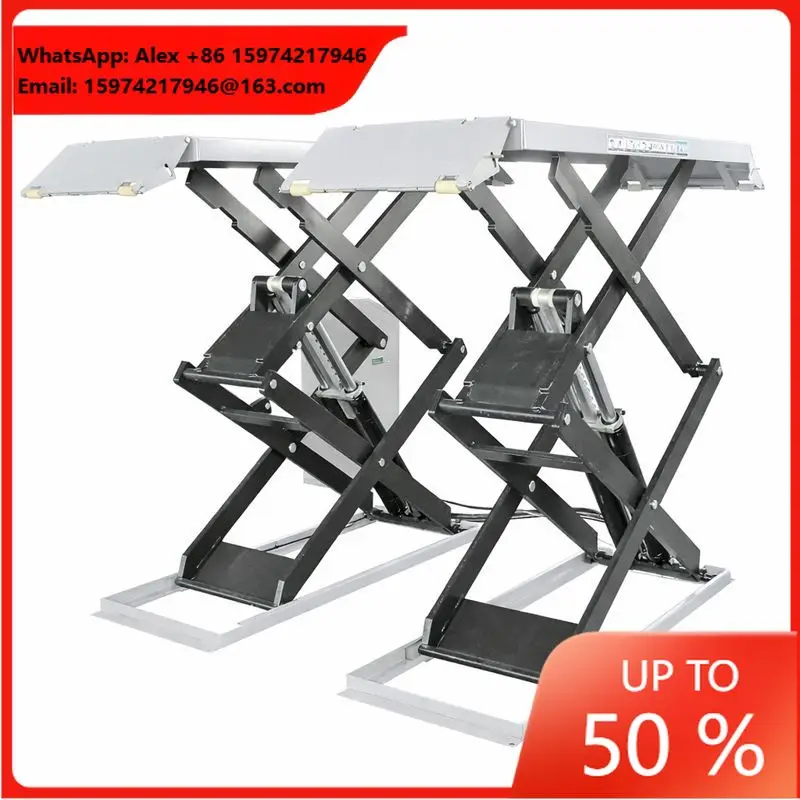 3500KG Durable Double Cylinder Hydraulic Ultra Thin Scissor Car Lift For Auto Repair Center And Personal Garage