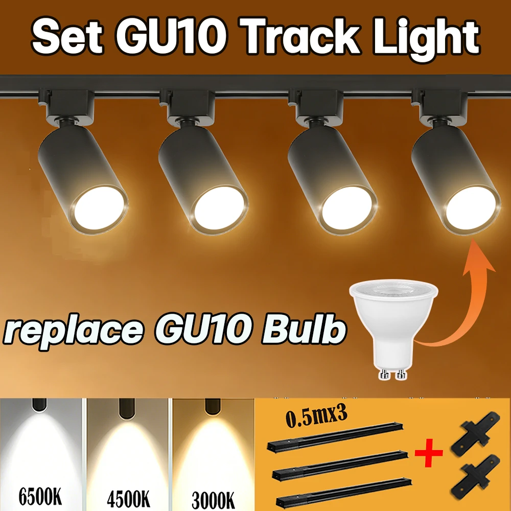 110v 220v LED Track Lamp GU10 Track Light Replaceable Bulb Spot Lighting Fixture For Store kitchen Living Room Indoor Decorate