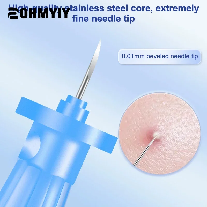 50 pçs removedor de cravo descartável acne agulhas removedor cravo ferramenta remoção e limpeza facial agulhas de aço inoxidável